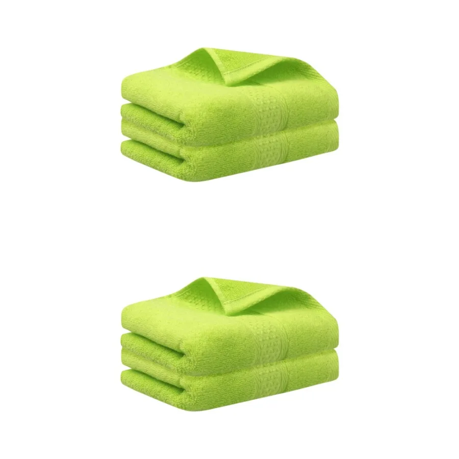 4 Pcs Cotton Textured Hand Towels Set Light Green 13x30