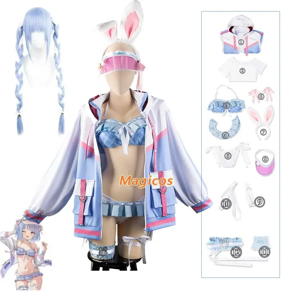 Virtual YouTuber Usada Pekora Cosplay Costume Hololive Athletic Wear Coat Swimsuit Bikini Set Woman Sexy Kawaii Carnival Suit