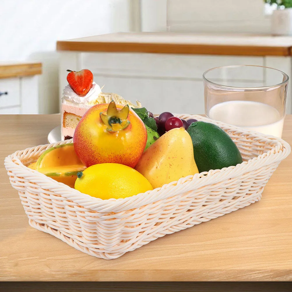 

Plastic Woven Fruit Basket Premium Storage Baskets Pastoral Style Bread Basket Safe Practical Home Hotel Shop