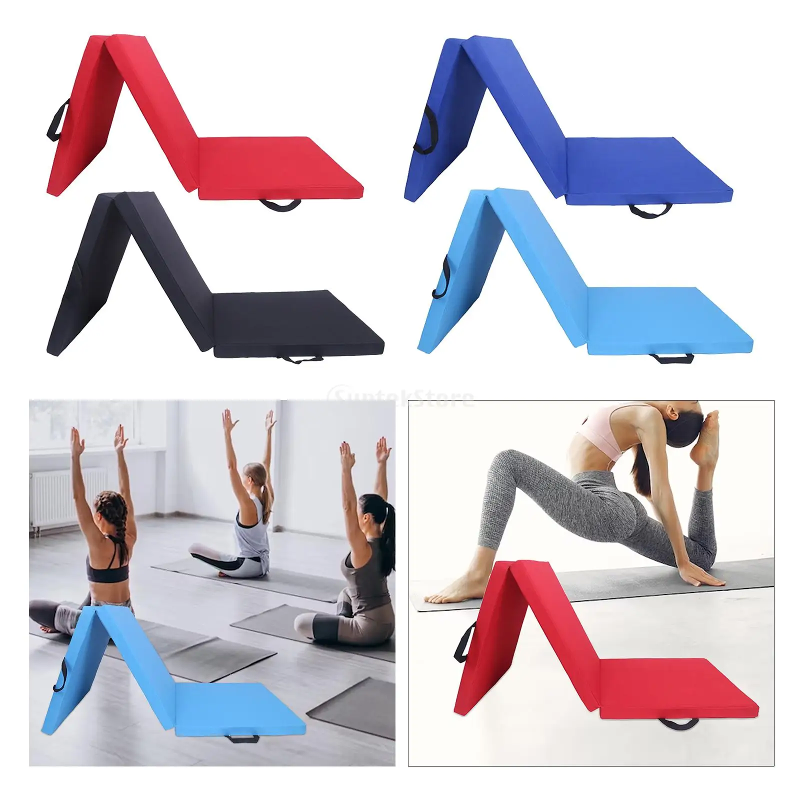 

Three Fold Folding Exercise Mat Unisex Thick Carrying Handle Foldable Yoga Mat for Balance Stretching Fitness Gymnastics Workout