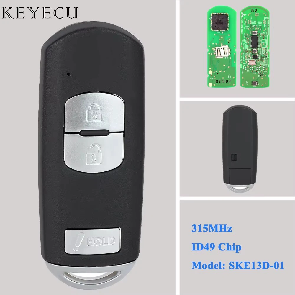 

Keyecu For Mazda 3 CX-3 CX-5 CX-9 OEM Board Smart Remote Car Key Fob 315MHz With ID49 Chip FCC ID: WAZSKE13D01 Model: SKE13D-01