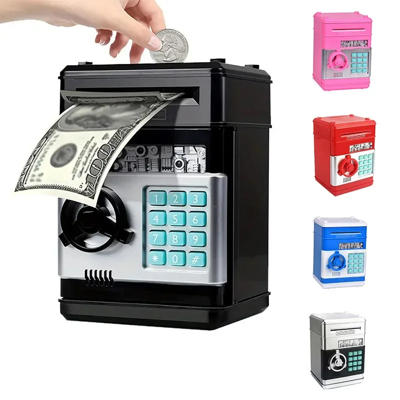 Children's Automatic Money Box Password English Safe Creative Gift Toy Money Saving Bank Roll Money Plastic Craft Painted