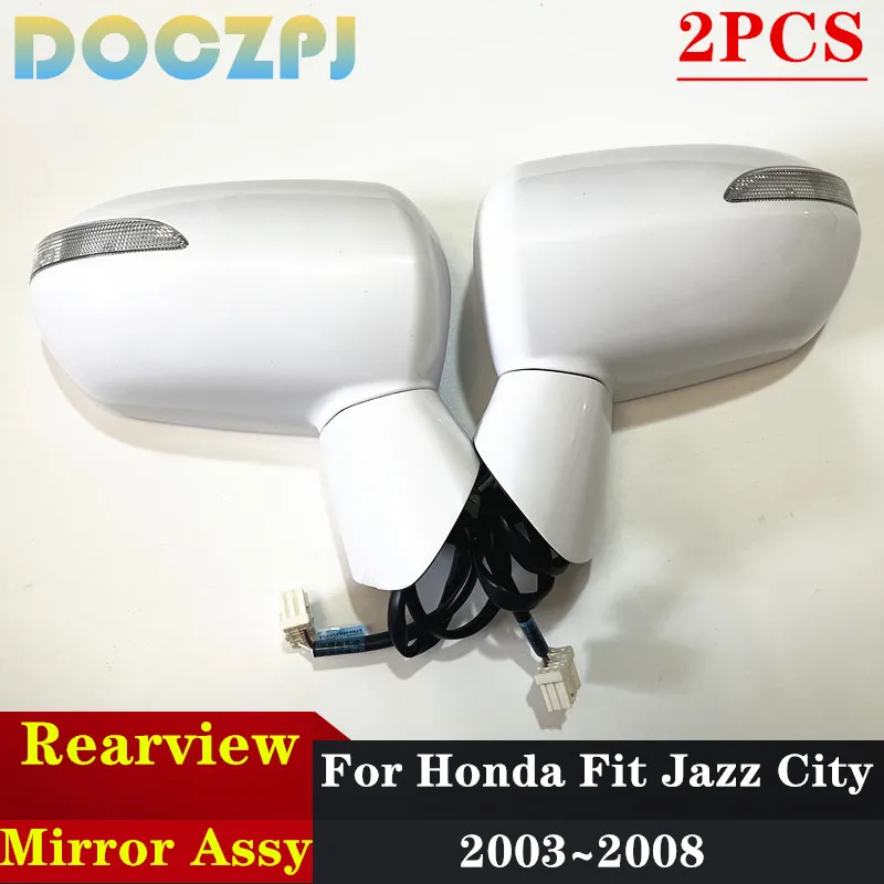 2PCS Car Outside Door Rearview Mirror Assembly For HONDA FIT JAZZ GD 2005~2008 For CITY 2007 2008 5PINS With LED Light