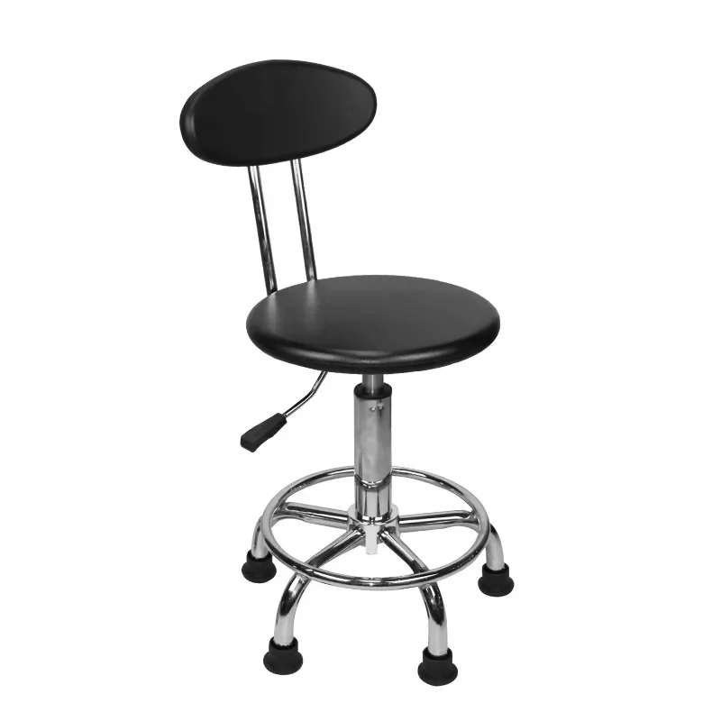 Clean Rotating Lifting Round Stool Black PU Mobile Doctor Beauty Salon Safety ESD Backrest