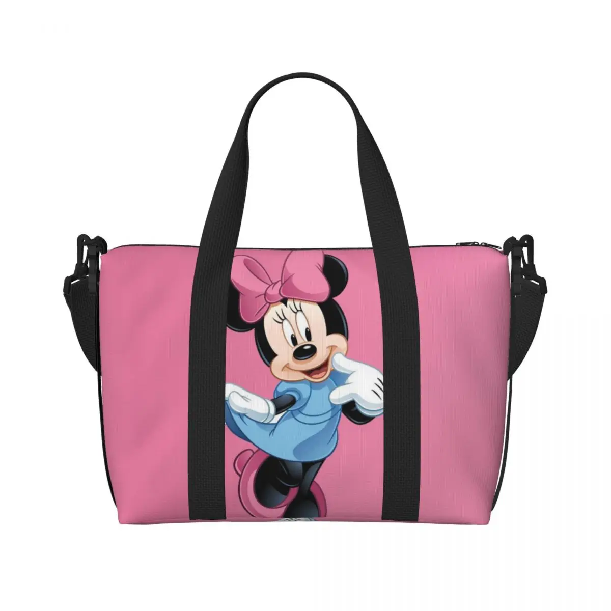 Custom Cartoon Mickey Mouse Minnie Tote Bag Women Large Capacity Beach Gym Shoulder Travel Bag