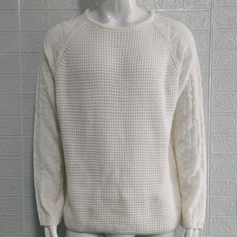 

Men's Sweater Spring And Autumn New Slim Solid Color Pullover Casual Large Size Sweater