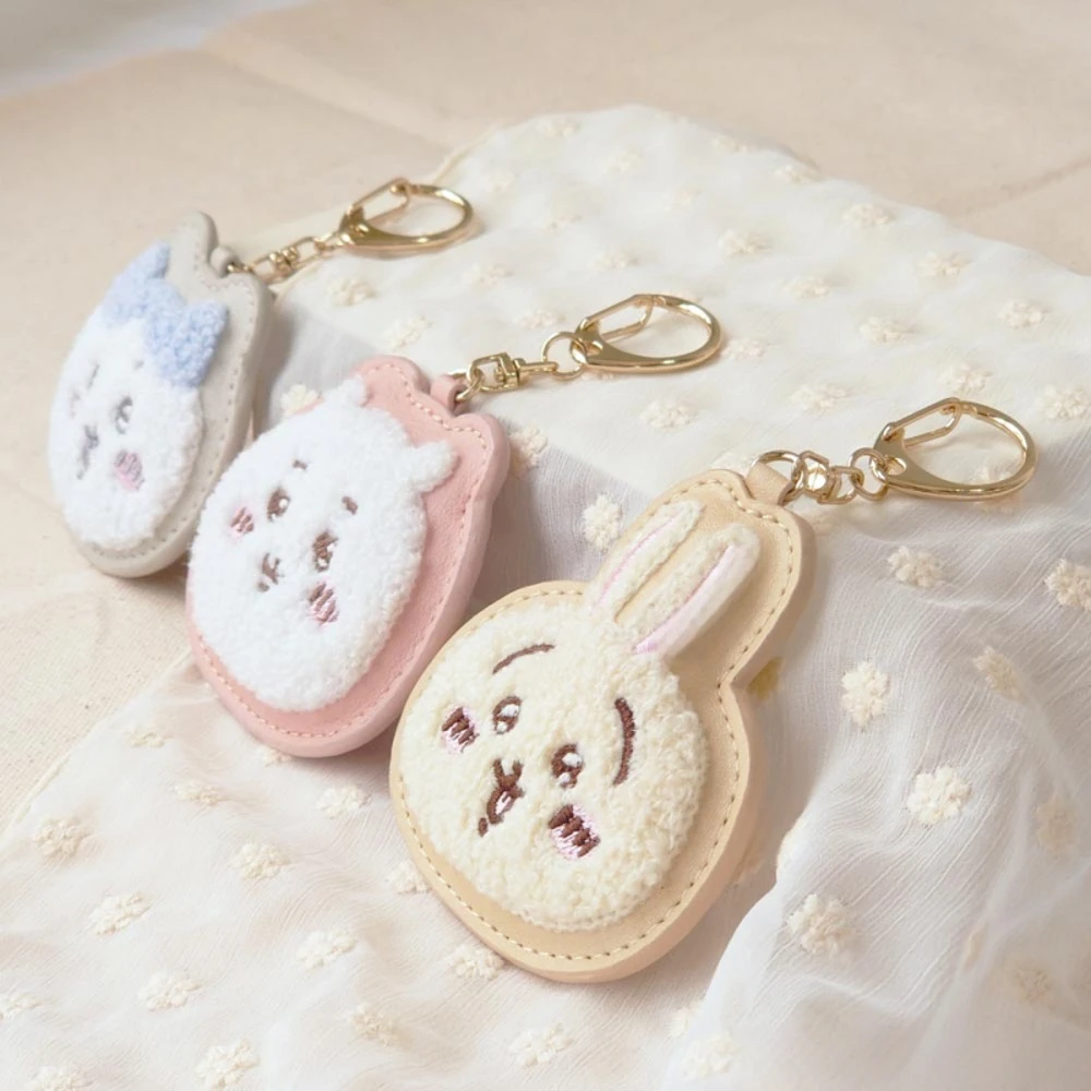 MINISO Chiikawa Bag Accessories Ornaments Pendants Keychain Hachiware Usagi Cute Soft Plush Cat Rabbit Big Head Kawaii Kids Pink