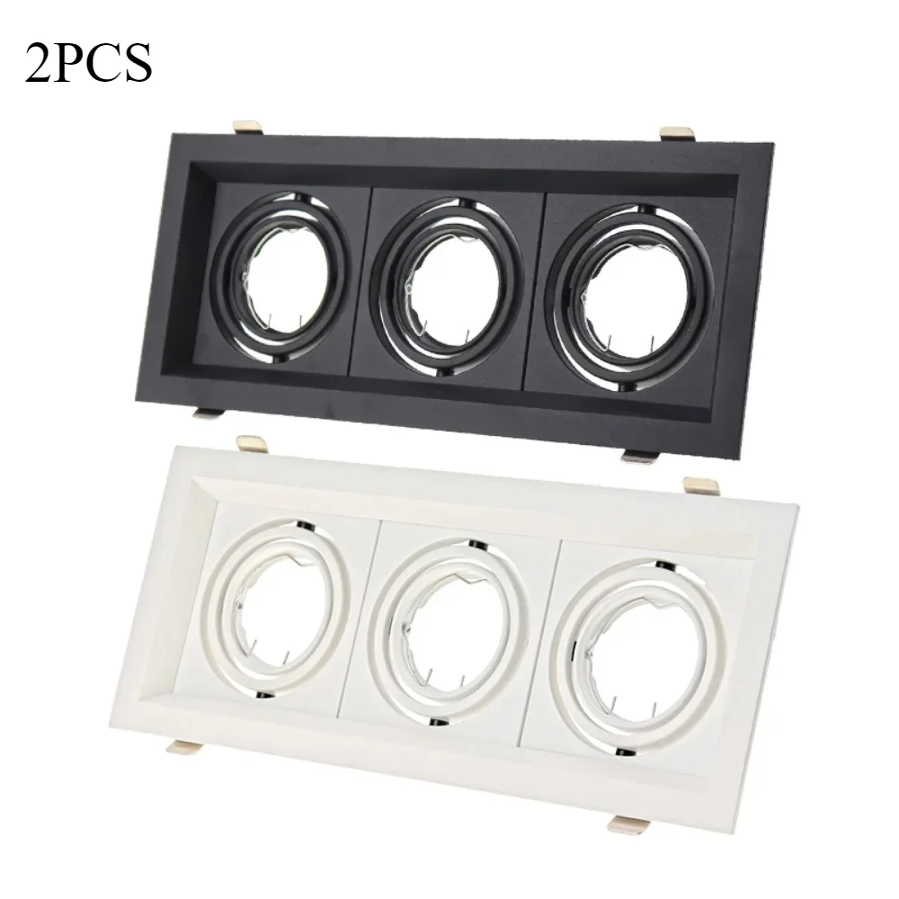Praça Incorporado Alumínio Ferro LED Teto Terno, Lâmpada Titular Luz, Quadro Spotlight, Luminária Downlight, Preto e Branco, GU10MR16, 2 PCs, 4PCs
