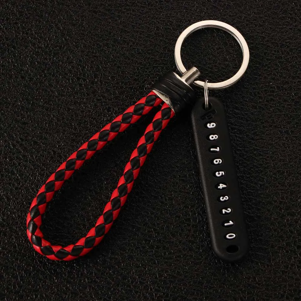High Quality Anti-lost Leather Strap DIY Lanyard Keyring Phone Number Keychain Car Key Clip ​ Car Key Holder