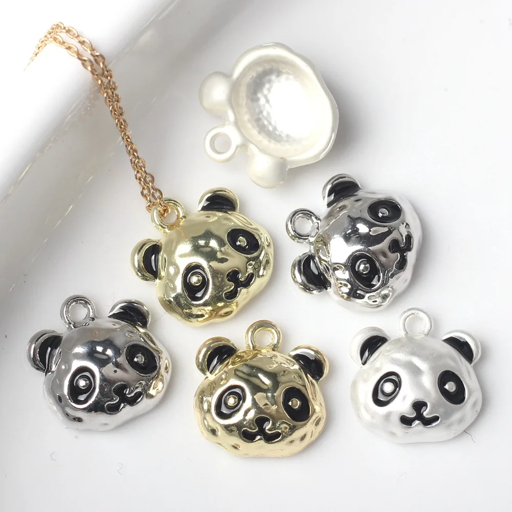 

10Pcs/pack Simple Alloy Dripping Oil Cute Panda Avatar Pendant DIY Bracelets Necklaces Jewelry Accessories