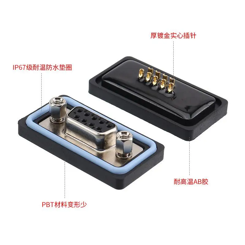 

5W1 male and female head D-SUB waterproof welded wire board straight curved socket connector