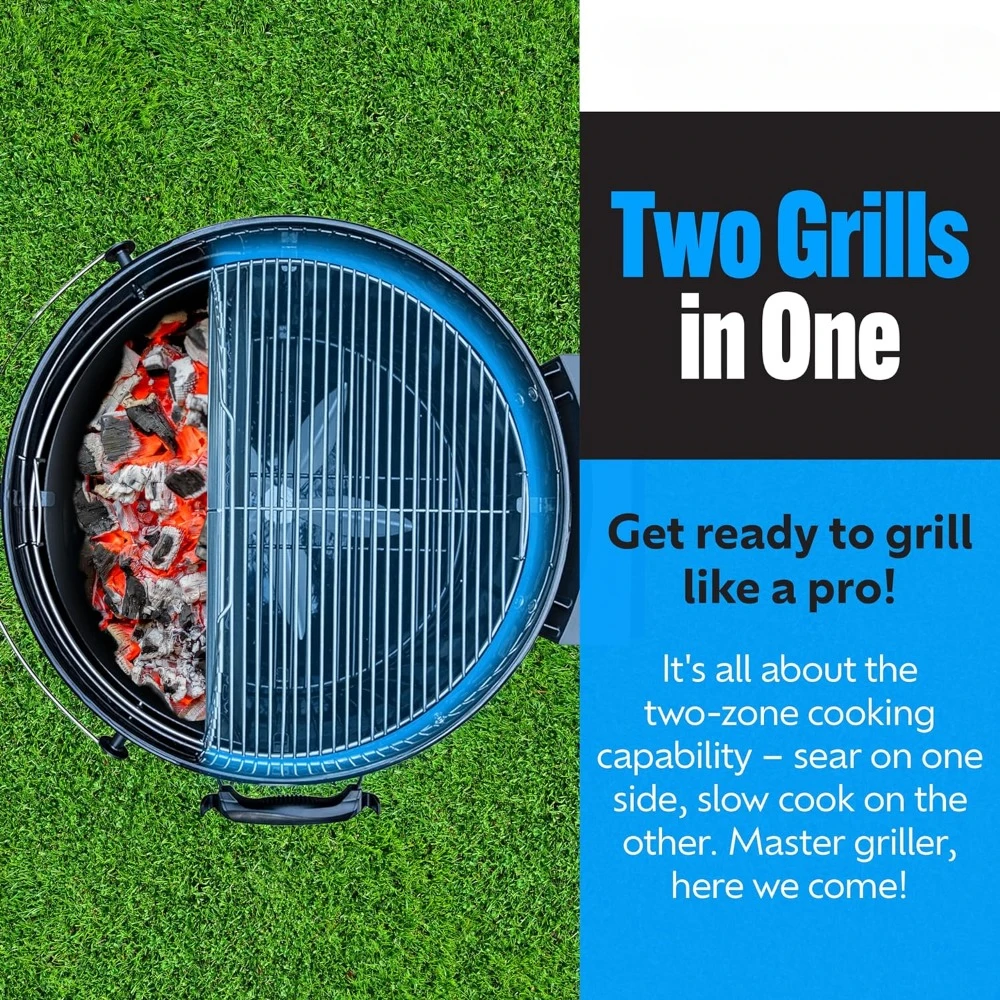 Grills Kettle Grill with Deluxe Insert and Easy Spin Grate for Two-Zone Charcoal Grill Cooking