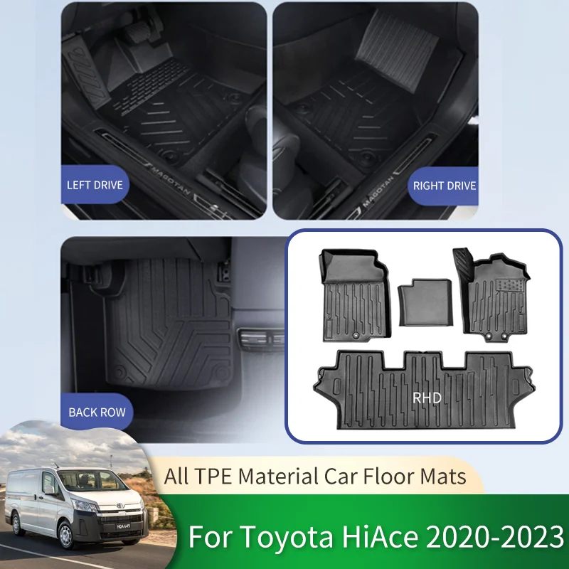 

RHD TPE Car Floor Mats All-Weather Foot Pad Waterproof Tray Mat for Toyota HiAce GranAce Majesty Granvia H300 MK6 2020~2023 2022