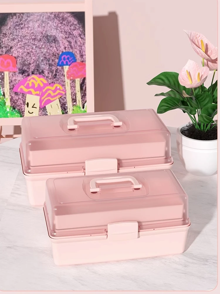 Art Case Cosmetic Case Three-Layer Toolbox Gouache Storage Box Special Organizing Box