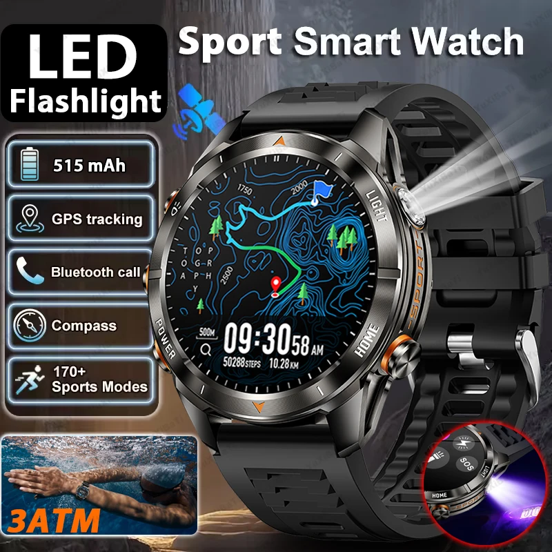 

Новые смарт-часы T-Rex 3 GPS 2026 года с аккумулятором 515 мАч, Bluetooth-звонками, фонариком, военным дизайном, водонепроницаемостью 5ATM для мужчин