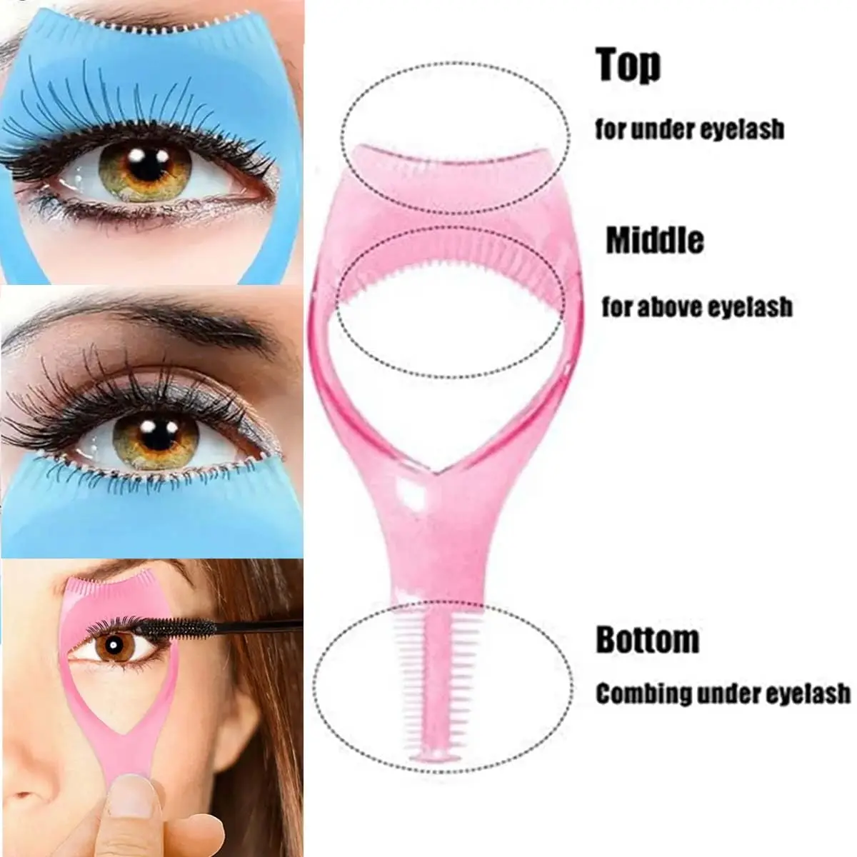 Professional Three-in-One Eyelash Card Three-dimensional Extension Grafting Aid Mascara Applicator Safety Aid Makeup Tool