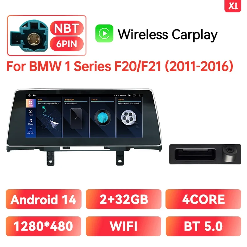 Xonrich Draadloze Carplay Android Multimedia Scherm Voor Bmw 1/2/3/4 Serie F20/F21/F30/F31/F33/F34/F36 Nbt Ips Display 10.25''