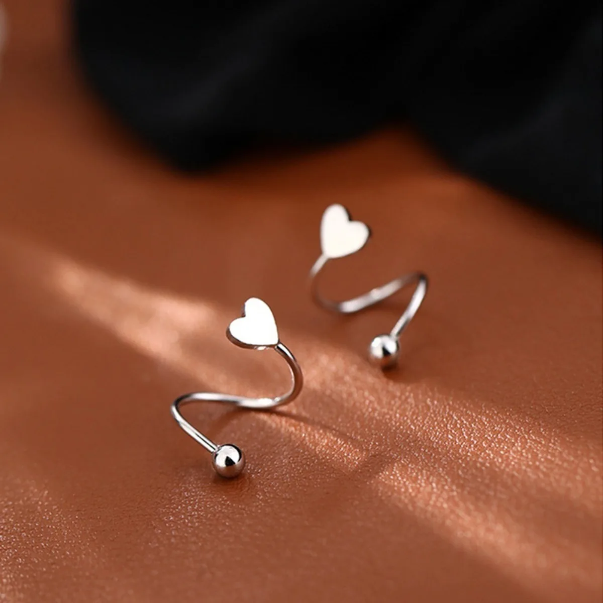 2pcs Stainless Steel Spiral Twisted Stud Earrings Small Delicate Piercing Heart Star Cartilage Tragus Helix Ear Piercing Jewelry image 6
