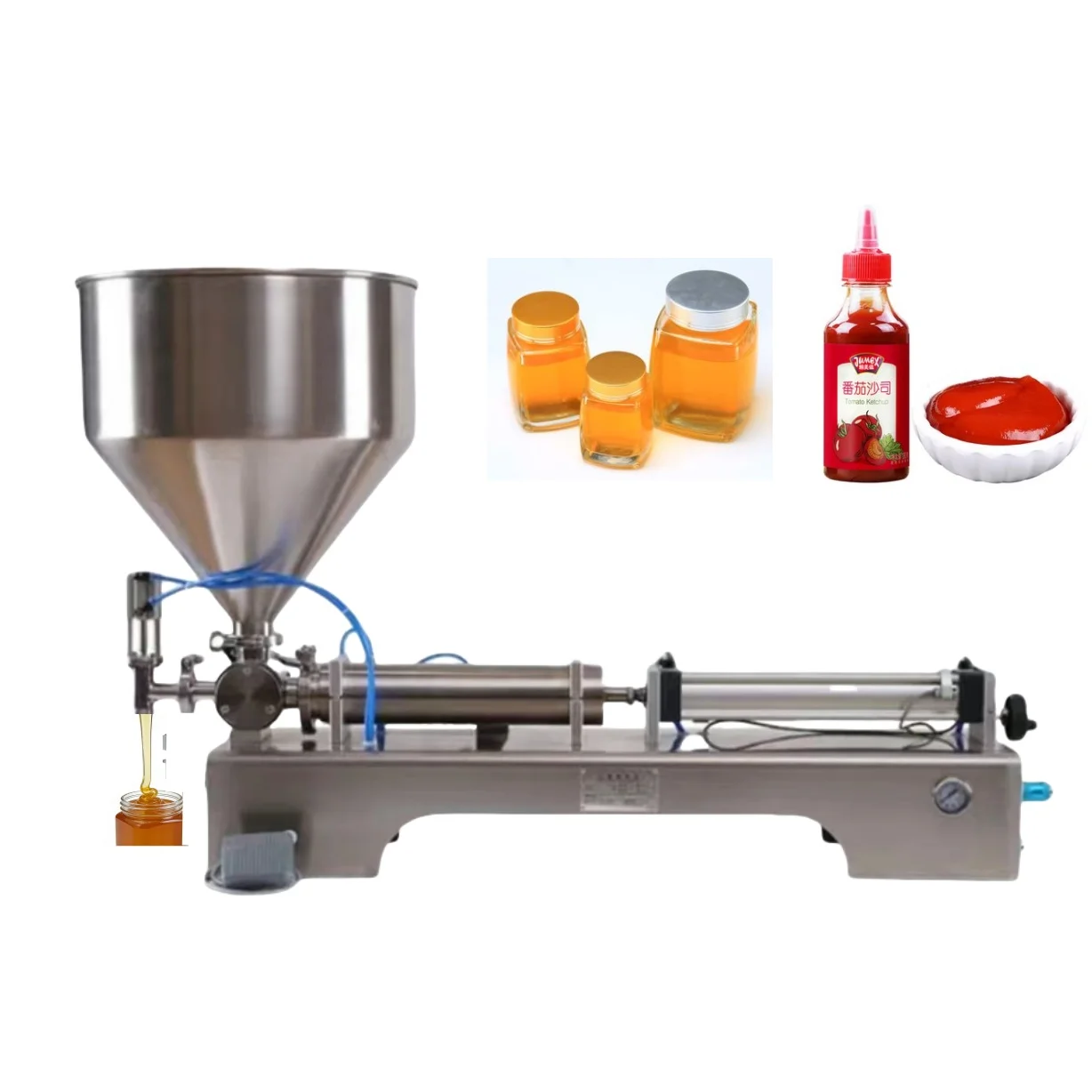 JH Factory Price  Paste Mineral Water Filling Machine Pneumatic Small Sauce Honey Quantitative Semi-automatic Filling Machine