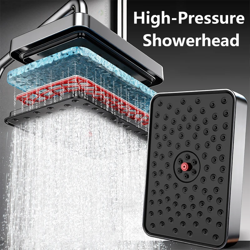 Overhead Adjustable Shower Head with Silicone Nozzles 30CM/11.81inch Large Panel Boost Shower Head Bathroom Accessories