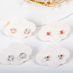 Small Cute Colorful Summer Ceramic Earrings Korean style Flower Bear Geometric Food Stud Earrings Set For Women #LY122