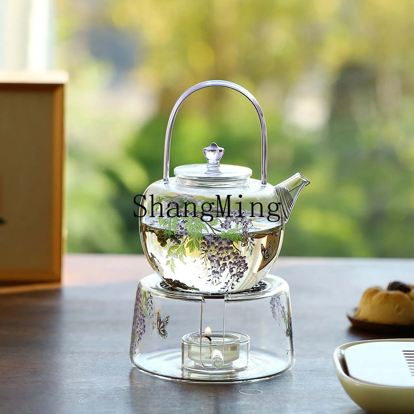 DSA wisteria flower glass boiling teapot boiling water making teapot household lifting beam high temperature resistant boiling