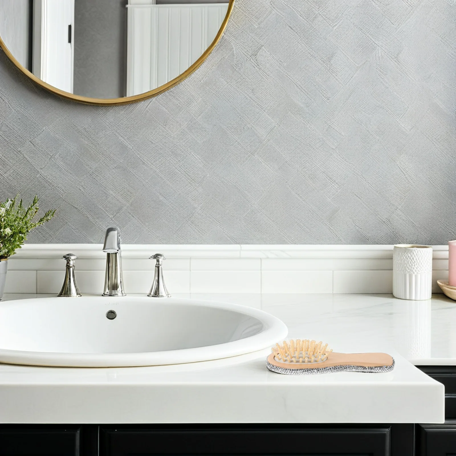 

Rhinestone Massage Hair Comb Wooden Scalp Massager Portable Lightweight Travel Styling Brush for Women Daily Use