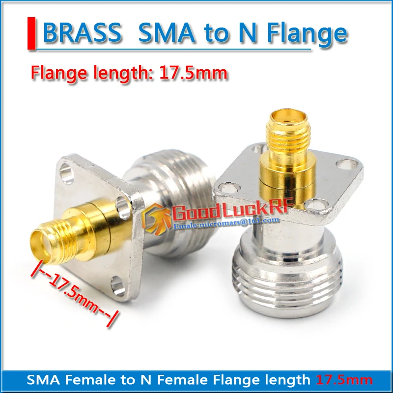 L16 N Female to SMA Female Plug 4 hole 17.5 * 17.5 mm Flange Panel Mount Brass N to SMA Connector Socket RF Coaxial Adapters