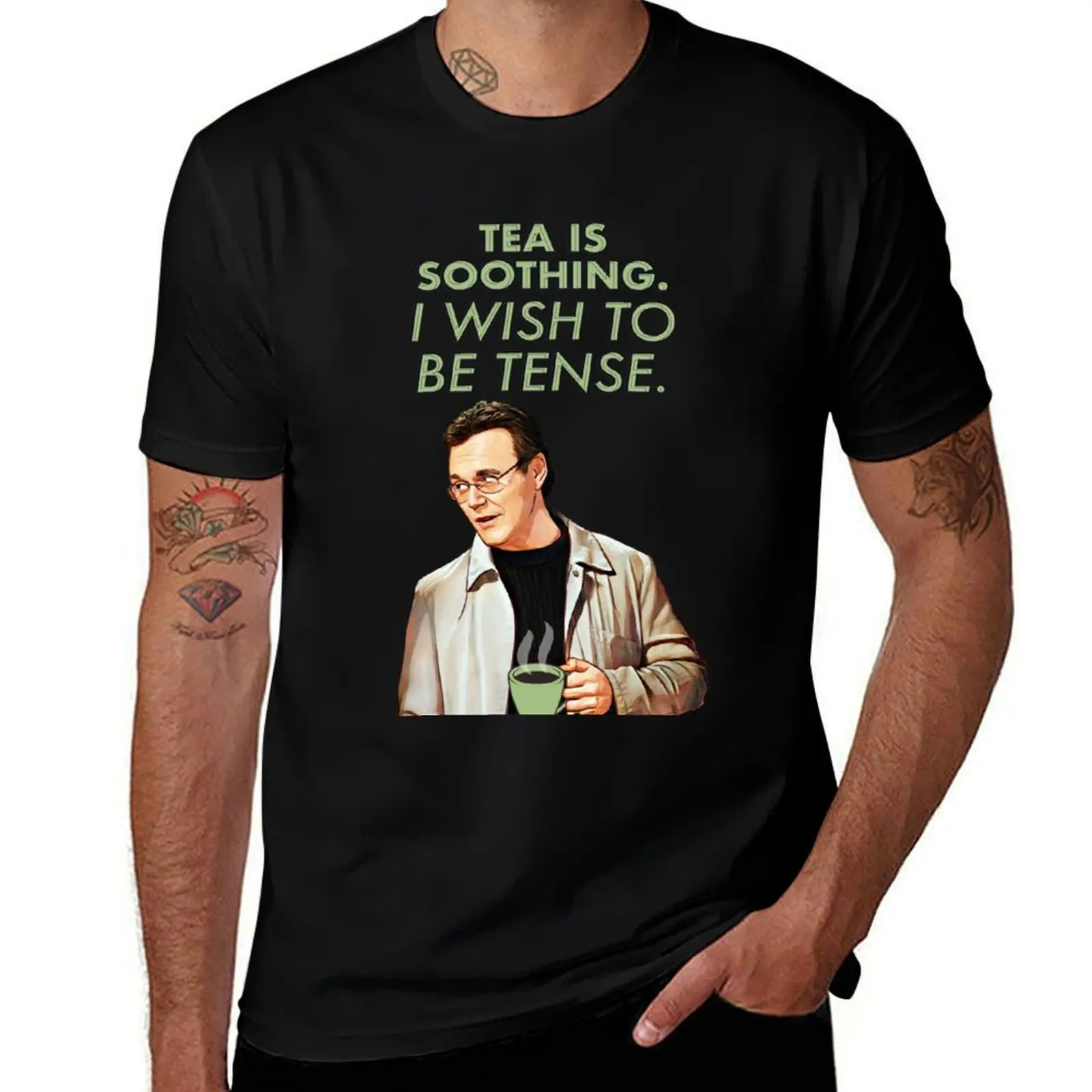 

Buffy Rupert Giles Tea is soothing. I wish to be tense. T-Shirt korean fashion blacks oversizeds mens t shirts casual stylish