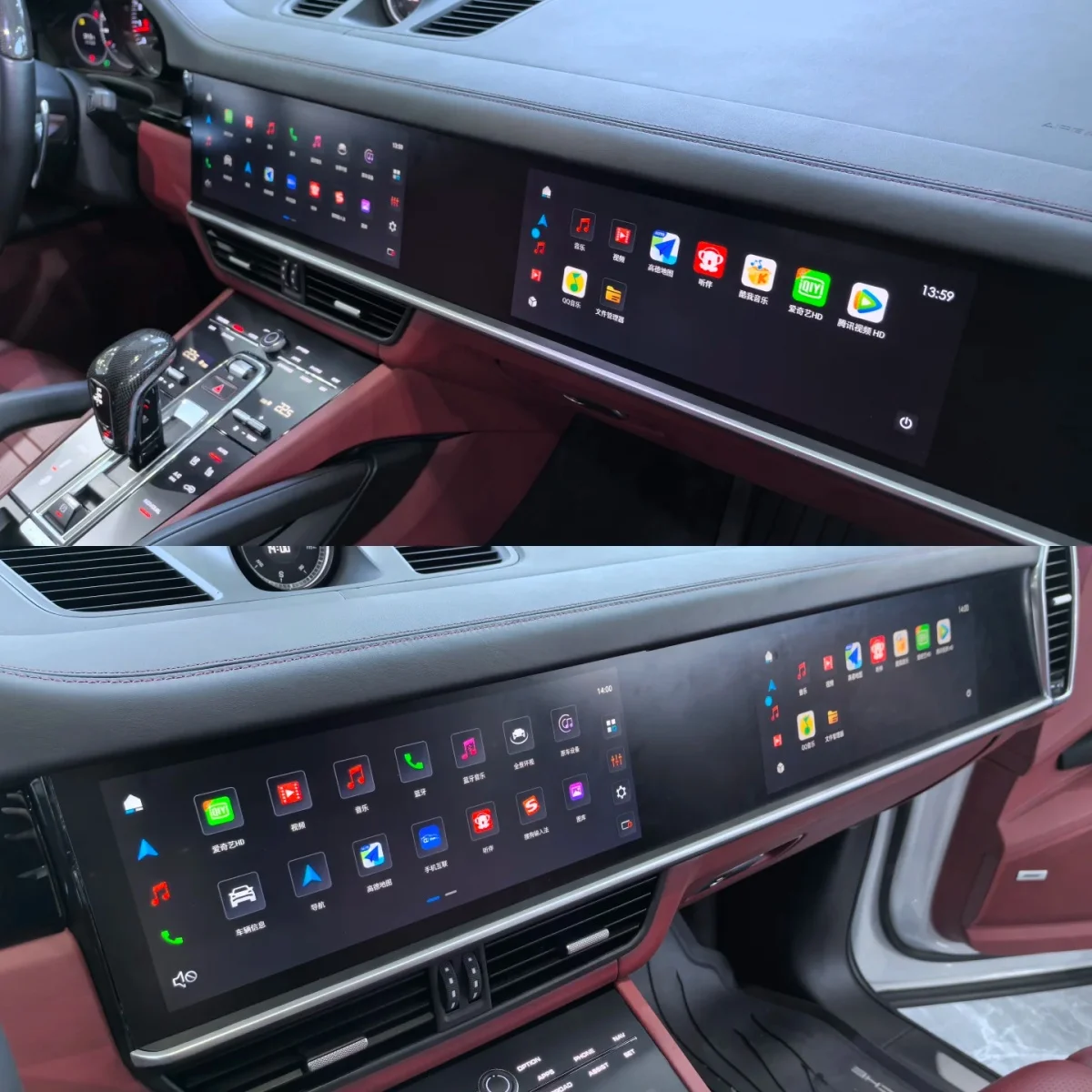 LHD Dual Screen Carplay Android Car Multimedia Automotive For Porsche Cayenne 2018 2019~2023 GPS Navigation Car Radio Head Unit