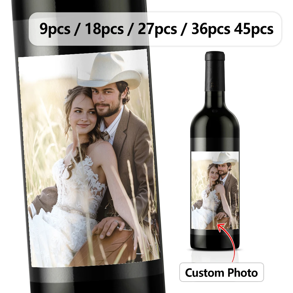 

9pcs Custom Christmas Wine Labels, Waterproof Stickers, Personalized Party Decorations, Holiday Wine Bottle Labels