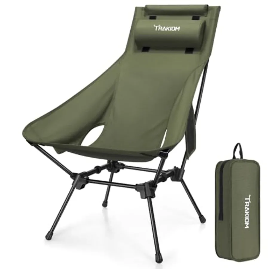 

Портативное компактное кресло для кемпинга с высокой спинкой, легкое складное кресло с поддержкой для головы и расширенным сиденьем, регулируемая подушка для головы