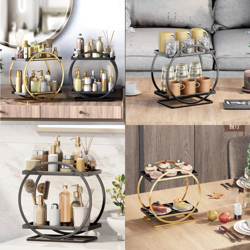 

Light Luxury Multi-function Storage Rack For Bathroom , Washbasin, Cosmetics Display, Skincare Box Holder Home Kitchen Basket