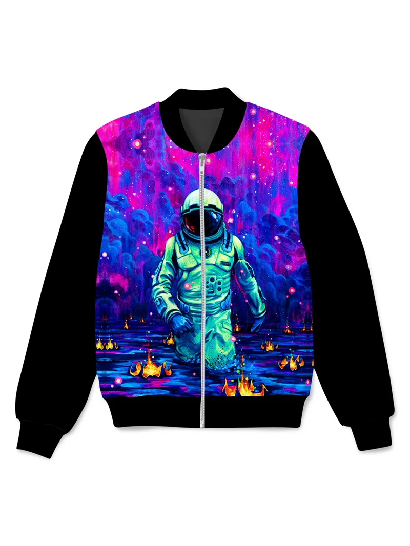 2024 New Men/ Women\'s 3D Printed Jacket Fashion Spaceship Print Zip Jacket Casual Overcoat Loose Coat for Kids Outdoor Sportwear