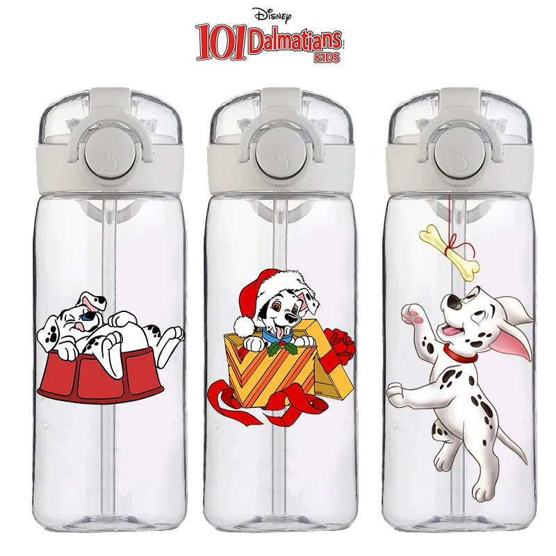 400ML One Hundred and One Dalmatians Straw Cup Boys Children's Water Cup Food Grade Disney Cartoon Plastic Kettle Anti-Drop Cup