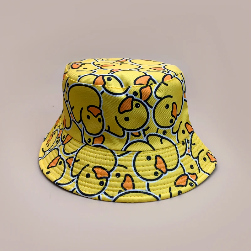 Cartoon Gele Eendenemmer Hoeden Nieuwe Unisex Schattige Zonnescherm Dubbelzijdige Draagbare Mode Casual Veelzijdige Outdoor Visser Caps