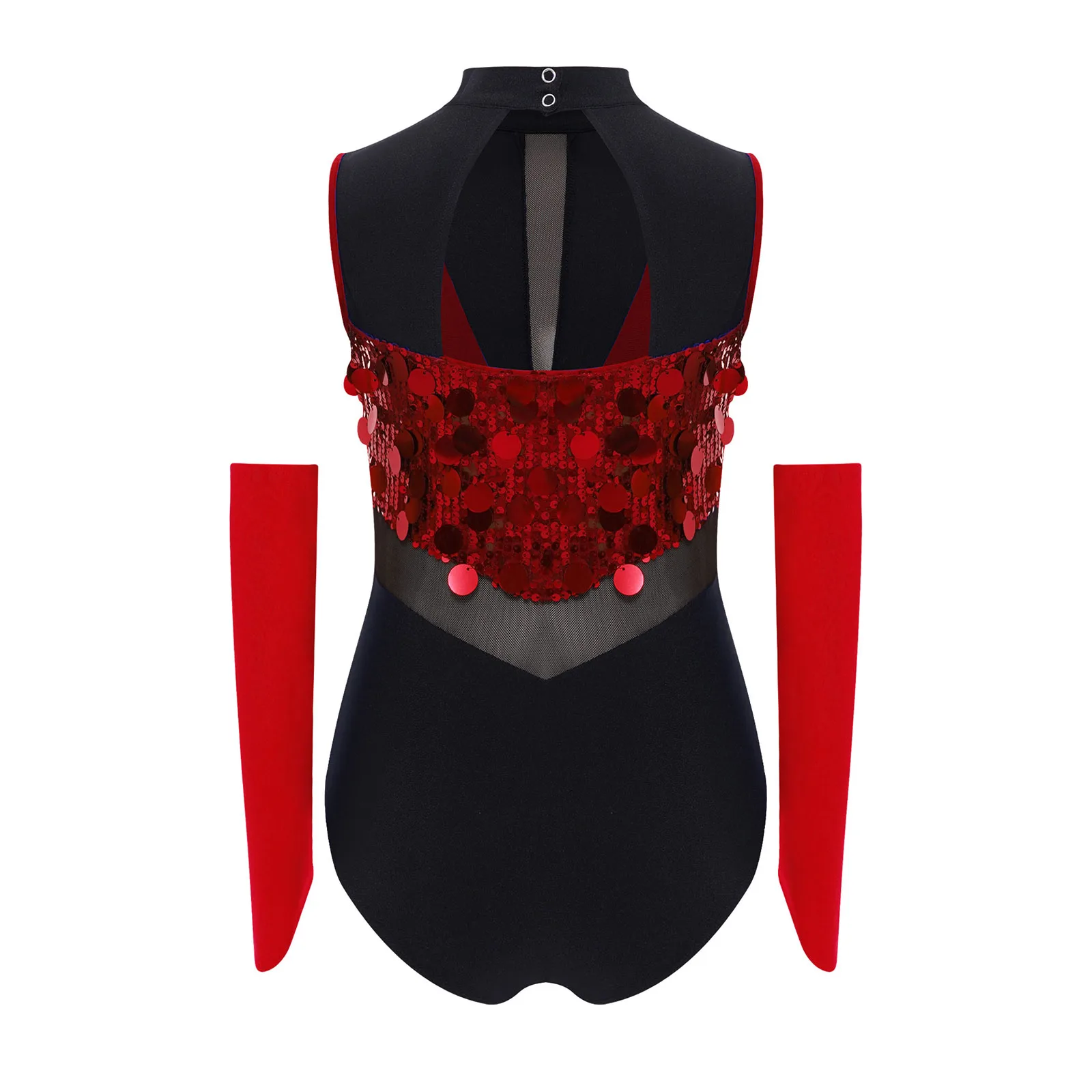 Meninas jazz latino dança patinação artística ginástica collant sem mangas lantejoulas bodysuit com luvas desempenho de salão dancewear