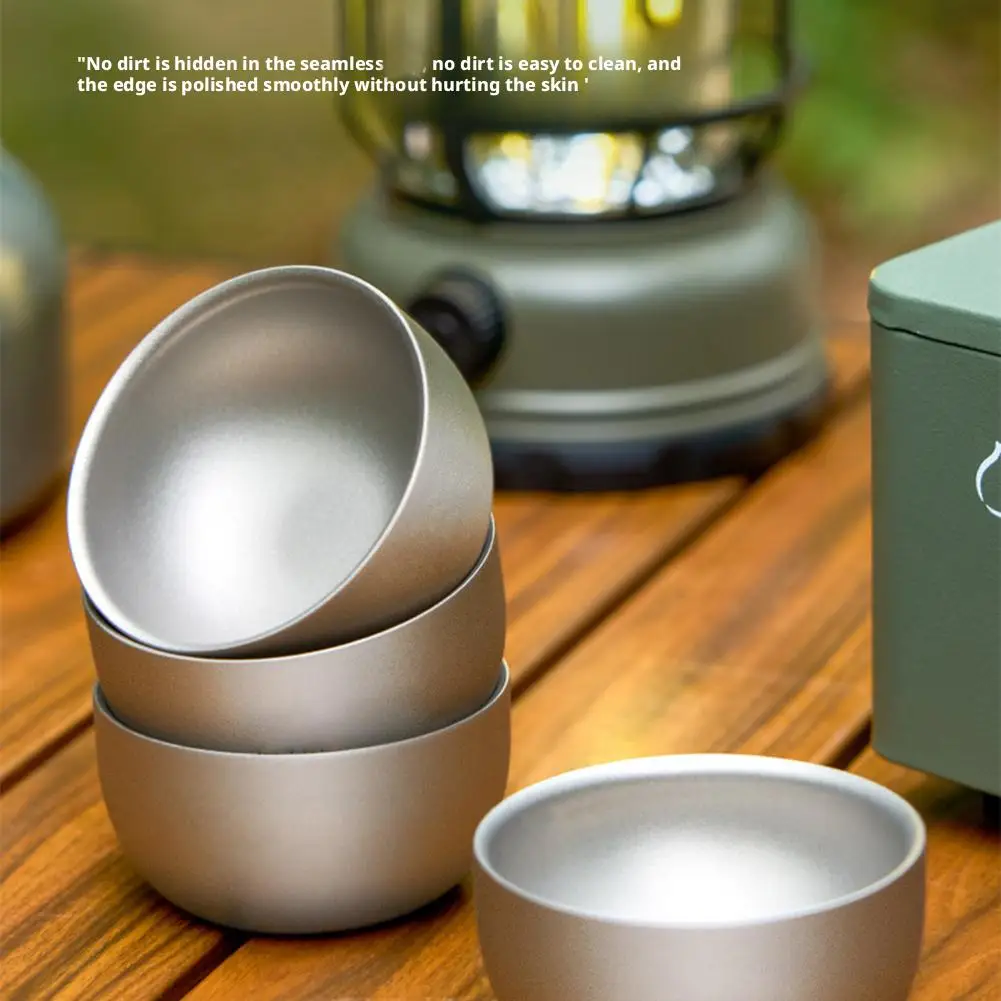 50ml Pure Titanium Bilayer Small Tea Cup For Camping Outdoor Coffee Tea Drinking Brewing Tea Cup Accessories gallery 2