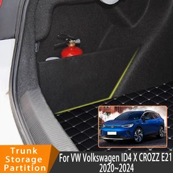 Auto Accessories For VW Volkswagen ID4 X CROZZ E21 2020~2024 Car Organizer Trunk Side Partition Trunk Interior Storage Box Parts