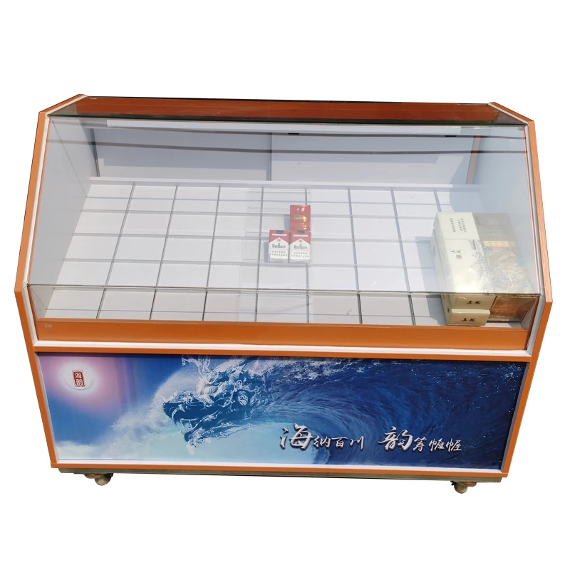 

Sliding door drawer cigarette cabinet, convenience store cigarette hotel tobacco company end point display cabinet with wheel