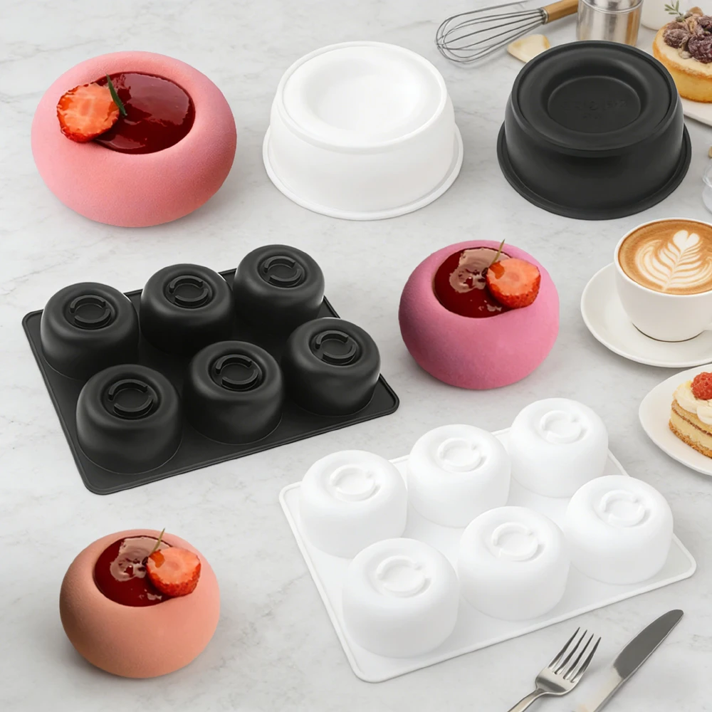 1 or 6-Cell Round Concave Design Kitchen Silicone Chocolate Mold Pudding Dessert Tools French Mousse Cake Moulds Candle Mold