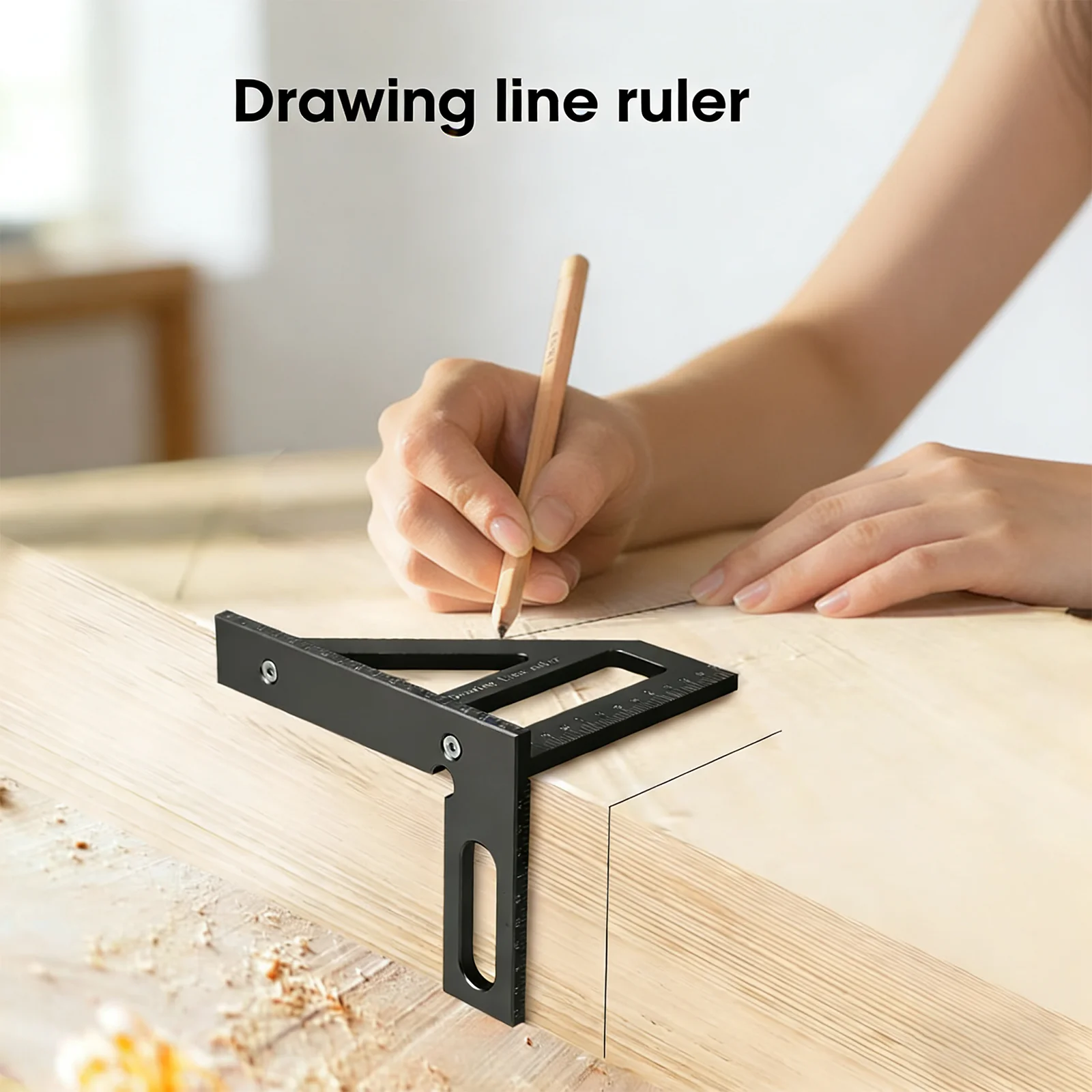 Multi-Angle Measuring Ruler, Aluminum Alloy Angle Measuring Tool for Woodworking, Degree Right Angle Ruler with Marking Function