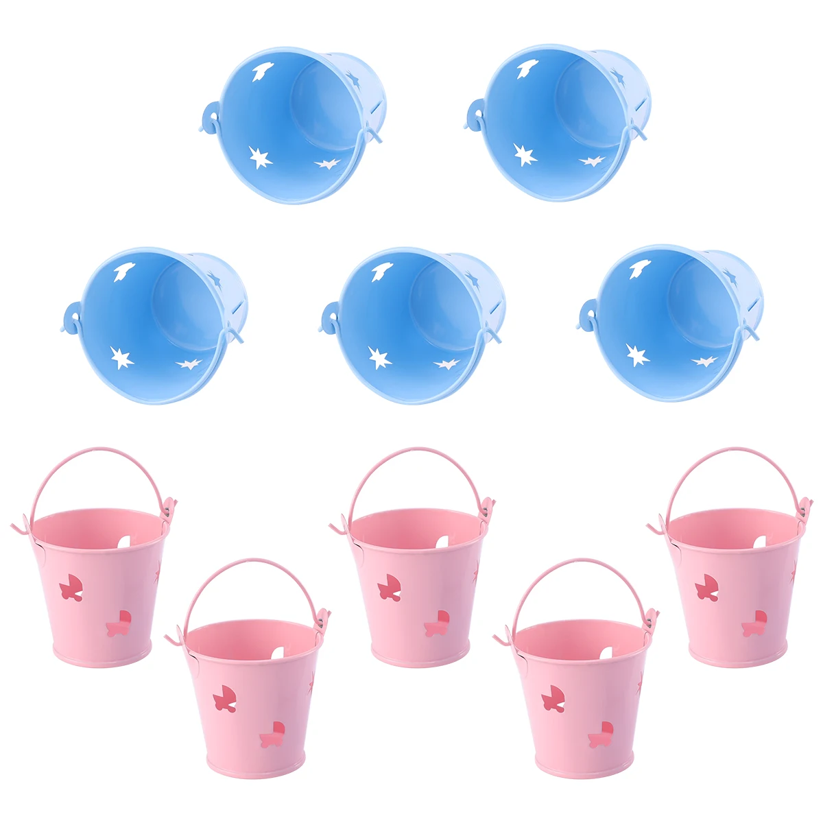 

10 Pcs Boxes Iron Hollow Bucket Desktop Buckets Mini Desktop Storage Holders Sugar Bucket Home Gifts Packaging