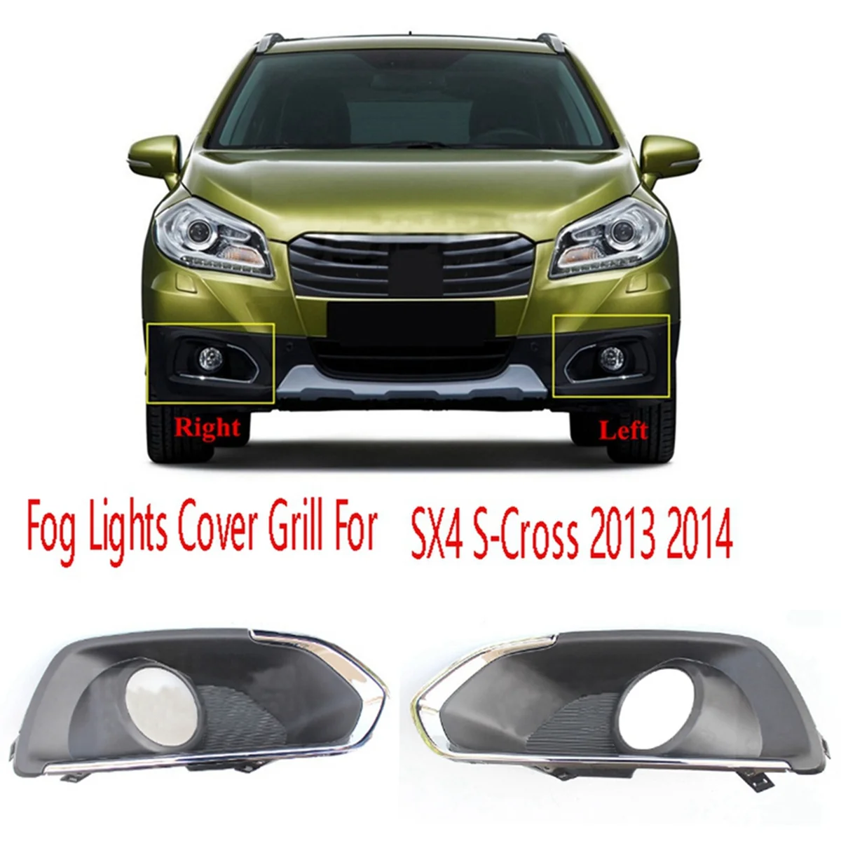 1Pair Front Bumper Frame Fog Lights Trim Cover Grill for Suzuki SX4 S-Cross 2013-2016 Fog Lamp Hood Chrome Decorative