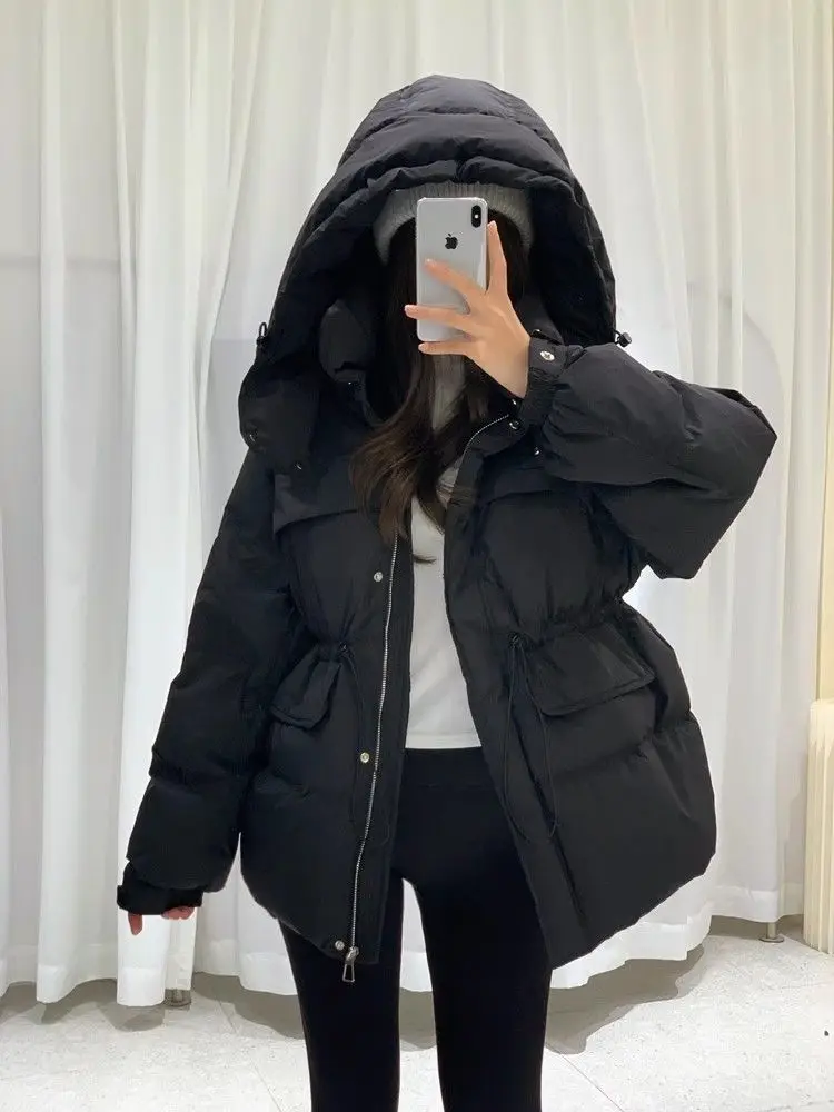 Herbst und Winter neue Damen-Daunenjacke, winddichte Kapuze, Pendler-Freizeitjacke