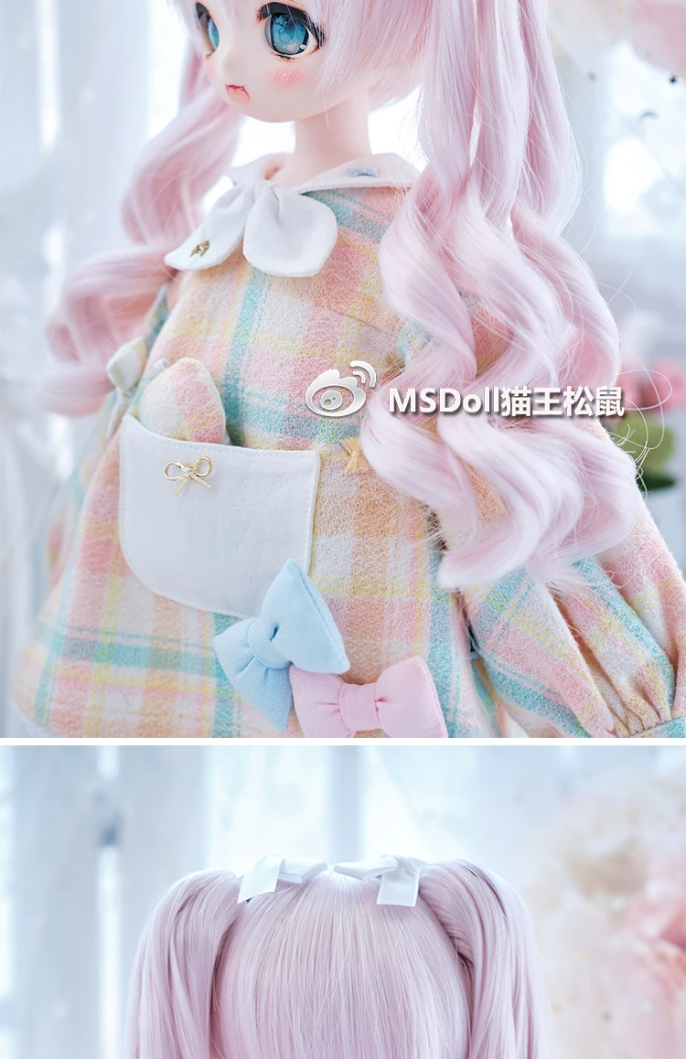 BJD Doll Wig 1/3 1/4 1/6 Handmade Bjd Doll Wig Curly Hair DIY Joints Doll Toy Fashion Fiber Double Tail Wig Dolls Accessories
