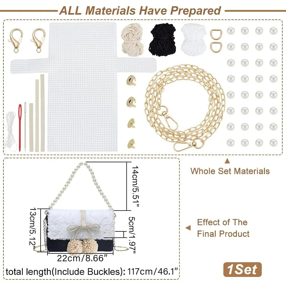 DIY Knitting Crochet Handbags Kit, Mesh Plastic Canvas Kit for Shoulder Bags DIY Knitting Crochet Crossbag Materials Handmade