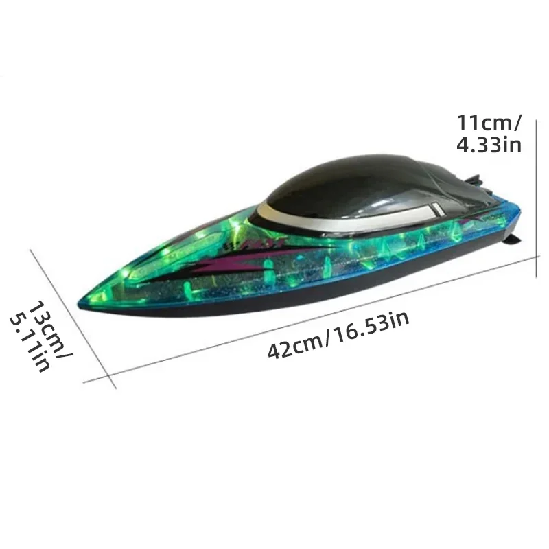 42CM 대형 RC 보트 전동 고속 JJRC S15 장난감 컬러풀 LED 라이트 방수 레이싱 원격 조종 스피드보트 장난감 소년용