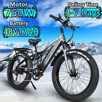 CMACEWHEEL TP26 Electric Bicycle 750W 48V17AH Lithium Battery Adult Riding Electric Bike 26*4 inch Fat Tire Mountain Snow E-bike
