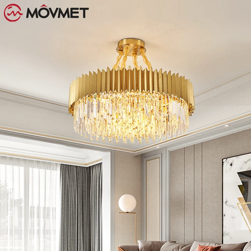 

Gold LED Crystal Glass Pendant Light Chandeliers lustre Ceiling Lamp Iron Chain E14 Livingroom Hall Bedroom Dining room Bedroom